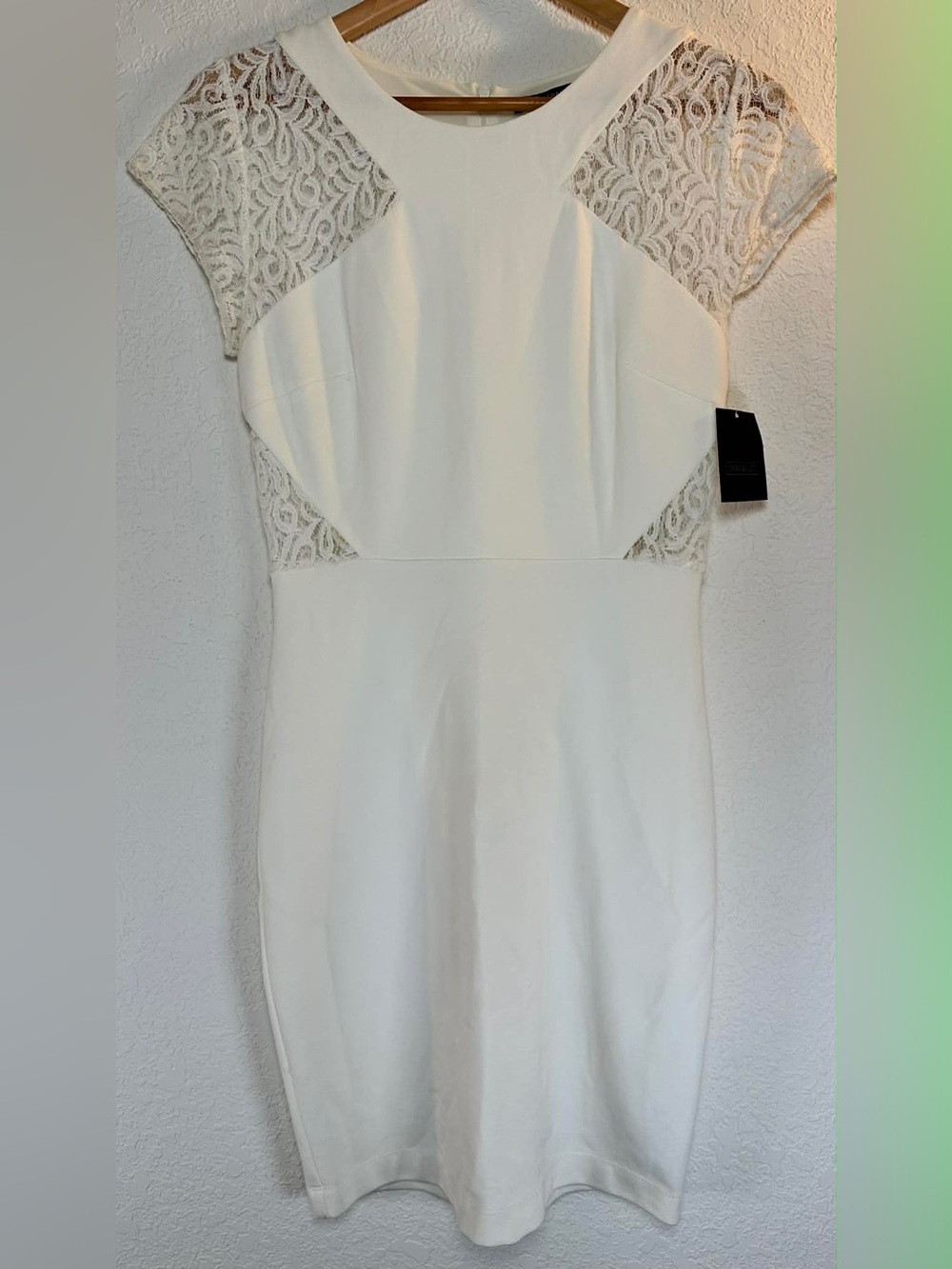 Zara White Lace-Trim Mini Dress